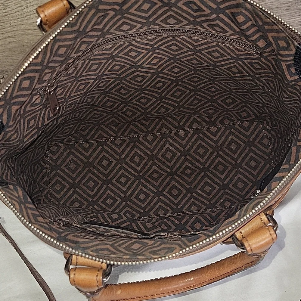 Brighton Black and Brown Pebble Leather Tote Crossbody Bag